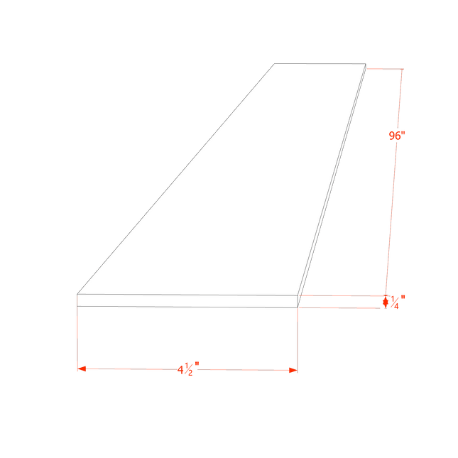 White Shaker - Toe Kick Plate - 96"W x 4-1/2"H x 1/4"D