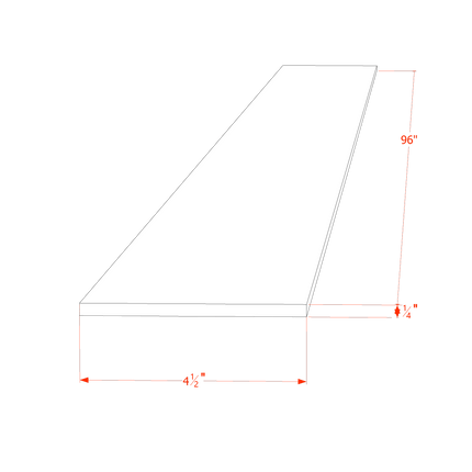 Ash Shaker - Toe Kick Plate - 96"W x 4-1/2"H x 1/4"D