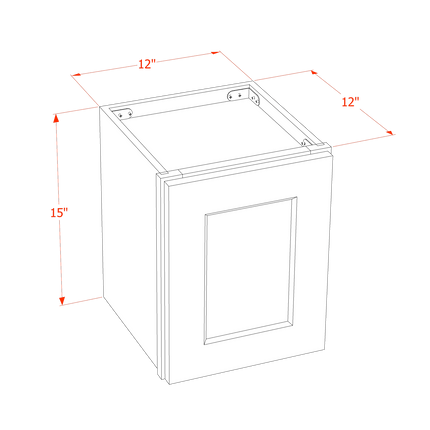 Grey Shaker - Standard Wall - 1 Door - 12"W x 15"H x 12"D