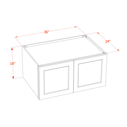 Grey Shaker - Standard Wall - 2 Door - 36"W x 18"H x 24"D