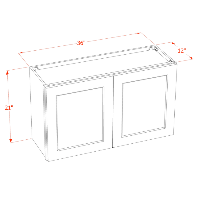 Ivory White - Standard Wall - 2 Door - 36"W x 21"H x 12"D