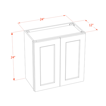 Slim Mocha - Standard Wall - 2 Door & 1 Shelf - 24"W x 24"H x 12"D