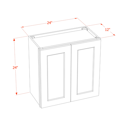 Grey Shaker - Standard Wall - 2 Door & 1 Shelf - 24"W x 24"H x 12"D