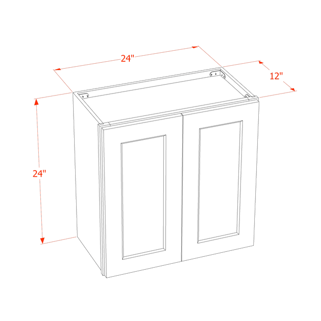 Ivory White - Standard Wall - 2 Door & 1 Shelf - 24"W x 24"H x 12"D
