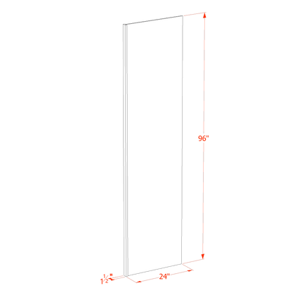 Light Grey Shaker - Refrigerator End Panel - 24"W x 96"H x 1-1/2"D