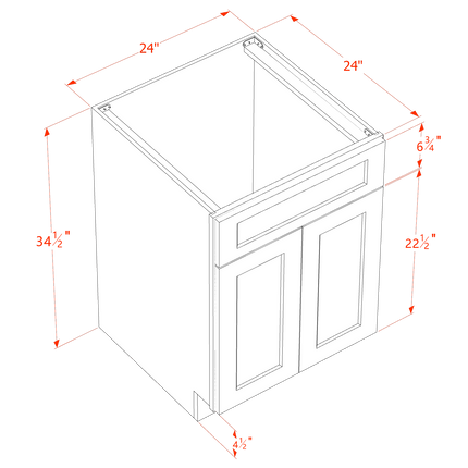 Ash Shaker - Sink Base - 2 Door & 1 False Drawer - 24"W x 34-1/2"H x 24"D