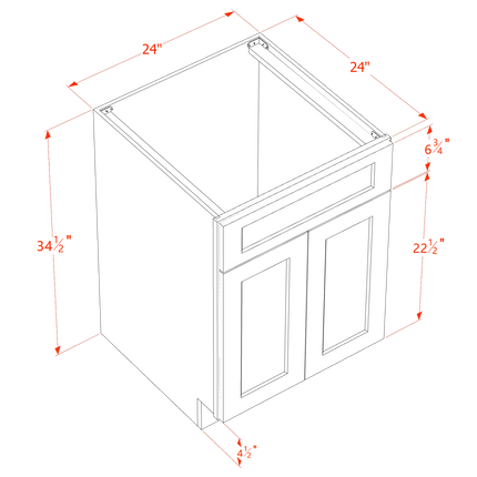 Slim White - Sink Base - 2 Door & 1 False Drawer - 24"W x 34-1/2"H x 24"D