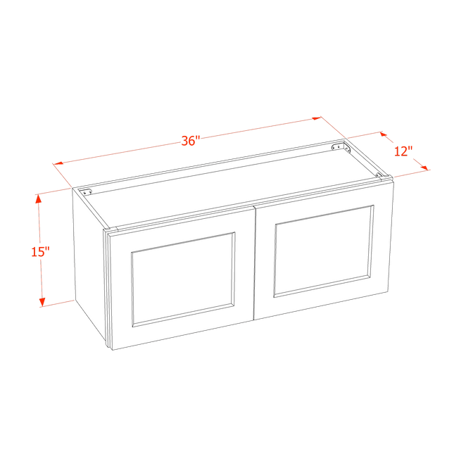 White Shaker - Standard Wall - 2 Door - 36"W x 15"H x 12"D