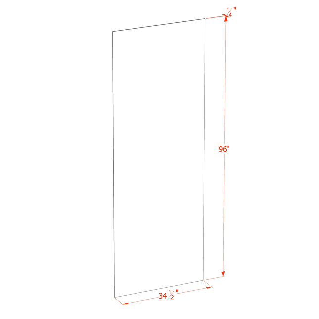 Trenton Swan White - End Skin Panel (Plywood) - 34-1/2"W x 96"H x 1/4"D