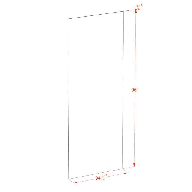 Ivory White - End Skin Panel (Plywood) - 34-1/2"W x 96"H x 1/4"D