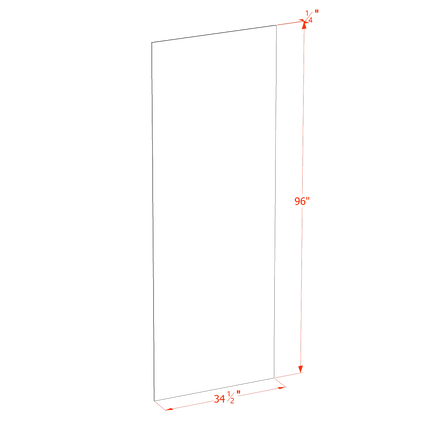 Slim White - End Skin Panel (Plywood) - 34-1/2"W x 96"H x 1/4"D