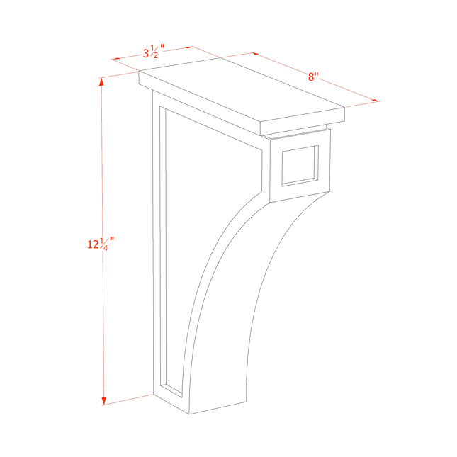 White Shaker - Corbel - 3-1/2"W x 12-1/4"H x 08"D