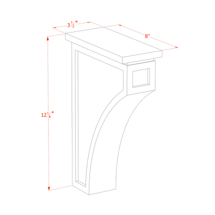Slim White - Corbel - 3-1/2"W x 12-1/4"H x 08"D