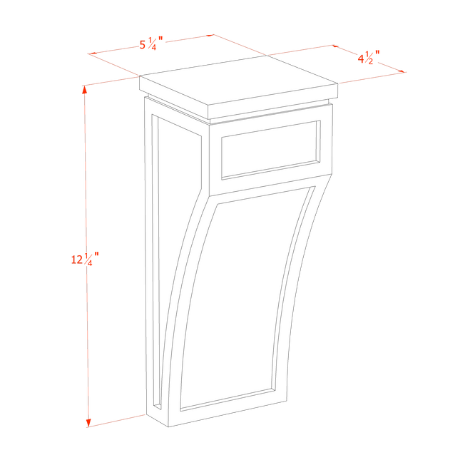 White Shaker - Corbel - 5-1/4"W x 12-1/2"H x 4-1/2"D