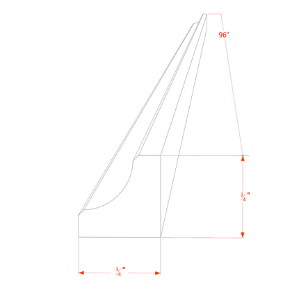 Slim White - Inside Corner Molding - 96"W x 3/4"H x 3/4"D