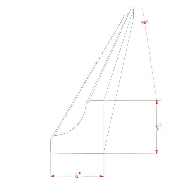 Light Grey Shaker - Inside Corner Molding - 96"W x 3/4"H x 3/4"D