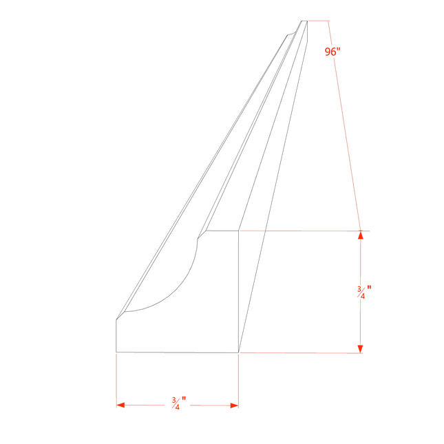 Trenton Swan White - Inside Corner Molding - 96"W x 3/4"H x 3/4"D