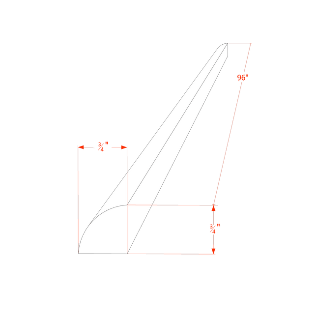 Ivory White - Shoe Molding - 96"W x 3/4"H x 3/4"D