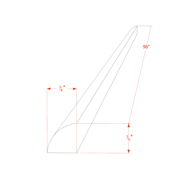 Light Grey Shaker - Shoe Molding - 96"W x 3/4"H x 3/4"D