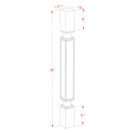 Slim White - Corner Roman Pillar - 03"W x 36"H x 03"D