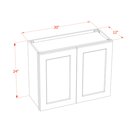 Slim Mocha - Standard Wall - 2 Door & 1 Shelf - 30"W x 24"H x 12"D