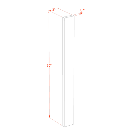 White Shaker - Wall Filler 3" - 03"W x 30"H x 3/4"D