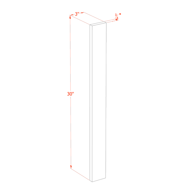 White Shaker - Wall Filler 3" - 03"W x 30"H x 3/4"D