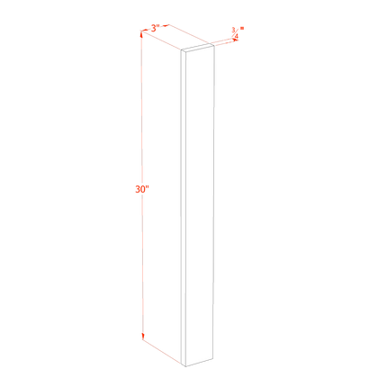 Light Grey Shaker - Wall Filler 3" - 03"W x 30"H x 3/4"D