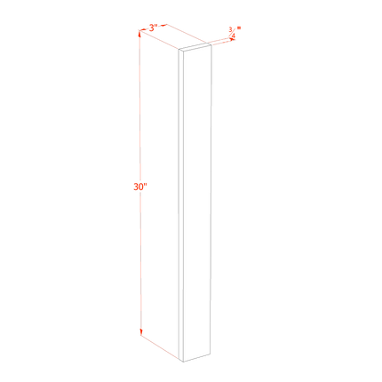 Slim White - Wall Filler 3" - 03"W x 30"H x 3/4"D