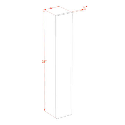 White Shaker - Wall Filler 6" - 06"W x 36"H x 3/4"D