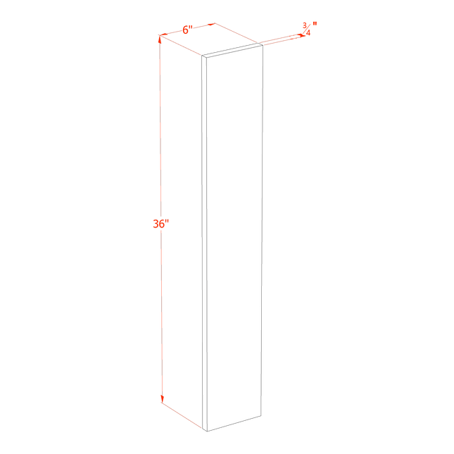 White Shaker - Wall Filler 6" - 06"W x 36"H x 3/4"D