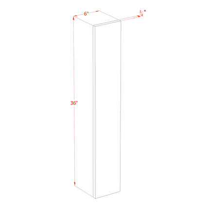 Light Grey Shaker - Wall Filler 6" - 06"W x 36"H x 3/4"D