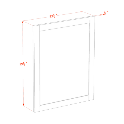 White Shaker - Wainscot Panel Base - 24-1/2"W x 20-1/2"H x 3/4"D