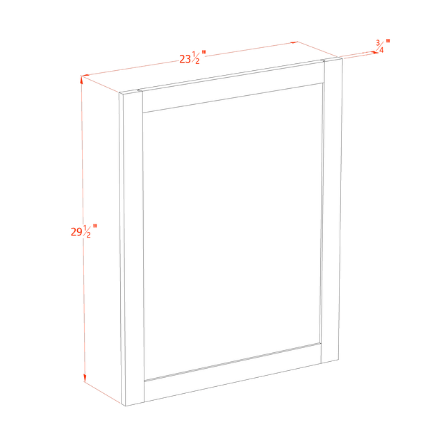 Light Grey Shaker - Wainscot Panel Base - 24-1/2"W x 20-1/2"H x 3/4"D