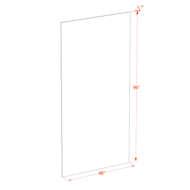 Grey Shaker - End Skin Panel - 48"W x 96"H x 3/4"D