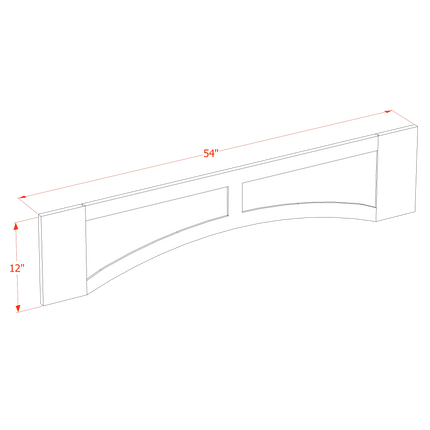 Slim White - Valance w/ Raised Panel 54" Trimable to 48" - 54"W x 12"H x 3/4"D