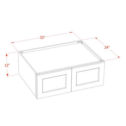 White Shaker - Standard Wall - 2 Door - 33"W x 12"H x 24"D