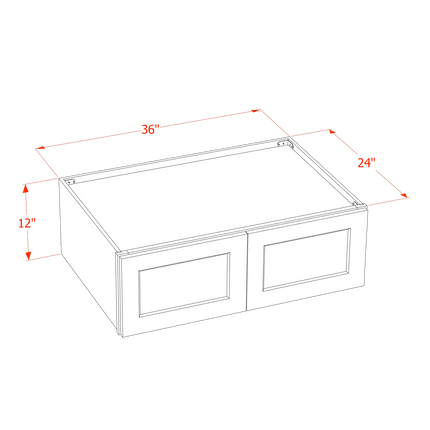 White Shaker - Standard Wall - 2 Door - 36"W x 12"H x 24"D