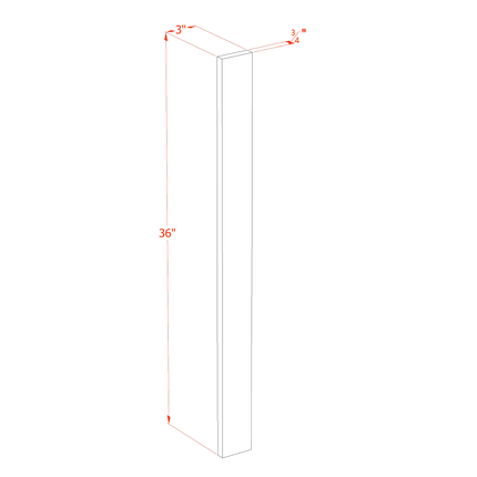 White Shaker - Wall Filler 3" - 03"W x 36"H x 3/4"D