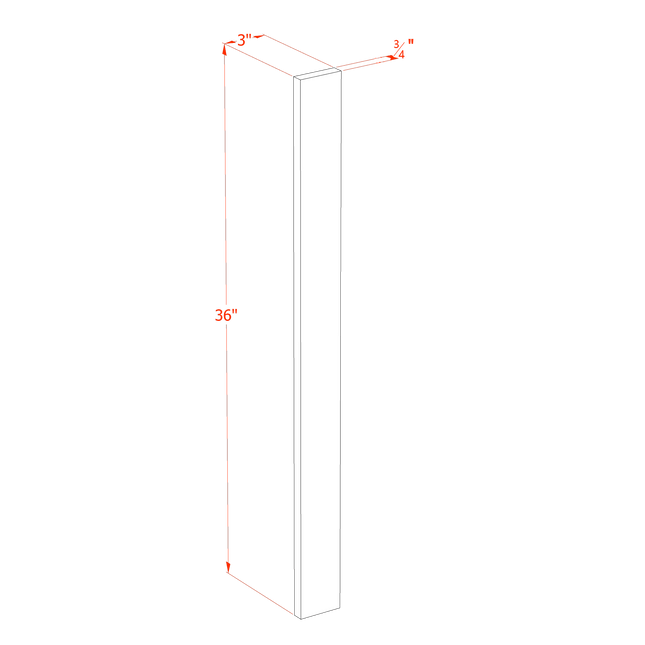 White Shaker - Wall Filler 3" - 03"W x 36"H x 3/4"D