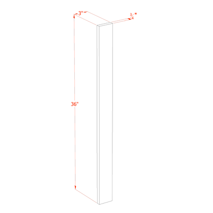 Light Grey Shaker - Wall Filler 3" - 03"W x 36"H x 3/4"D
