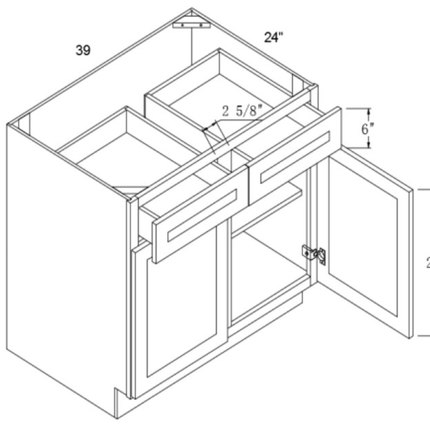 Ash Shaker - Standard Base - 2 Door & 2 Drawer - 42"W x 34-1/2"H x 24"D