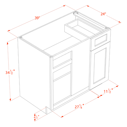 Slim White - Blind Base Corner - Blind w/ 1 Door & 1 Drawer 39"W x 34-1/2"H x 24"D