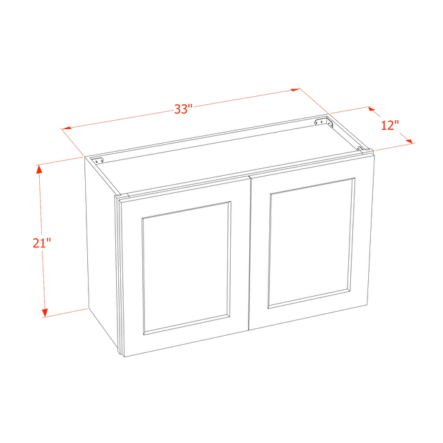 White Shaker - Standard Wall - 2 Door - 33"W x 21"H x 12"D