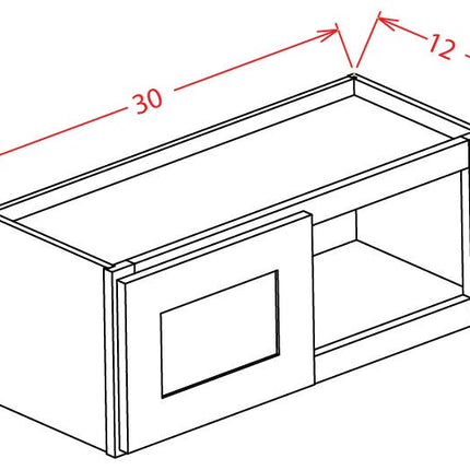 Navy Blue Shaker - Standard Wall - 2 Door - 30"W x 15"H x 12"D