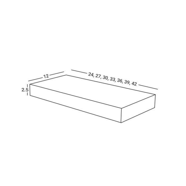 Ivory White - Flat Shelf 30"W x 2"H x 12D