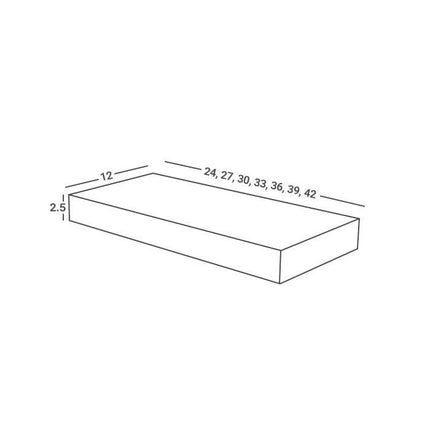 Slim White - Flat Shelf 48"W x 2"H x 12D