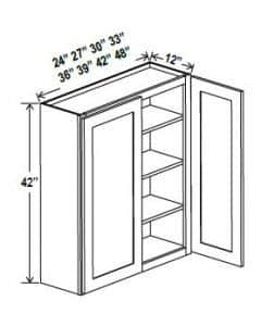 Slim White - Standard Wall - 2 Door & 3 Shelf - 39"W x 42"H x 12"D