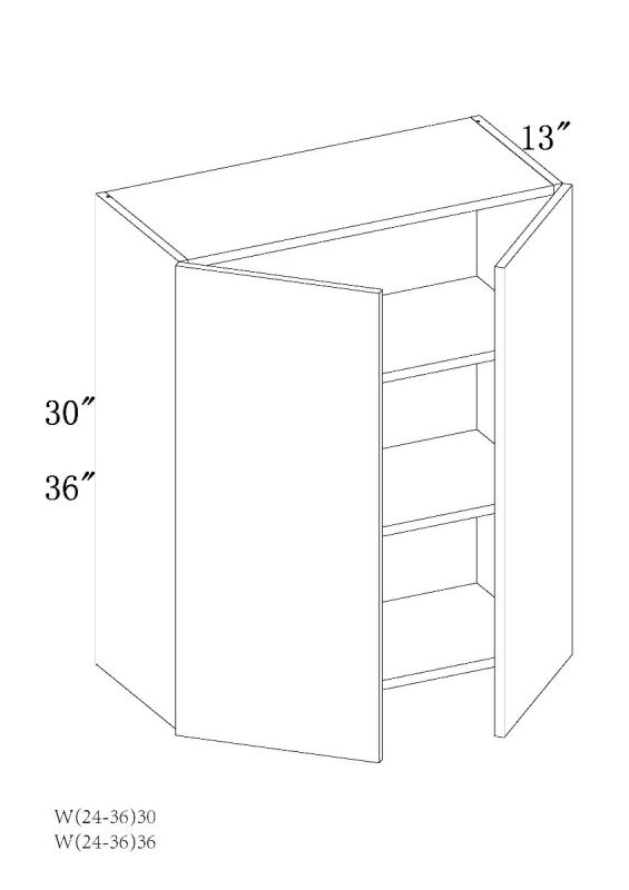 Grey Shaker - Standard Wall - 2 Door & 2 Shelf - 30"W x 36"H x 12"D