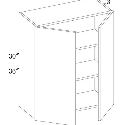 Navy Blue Shaker - Standard Wall - 2 Door & 2 Shelf - 33"W x 36"H x 12"D